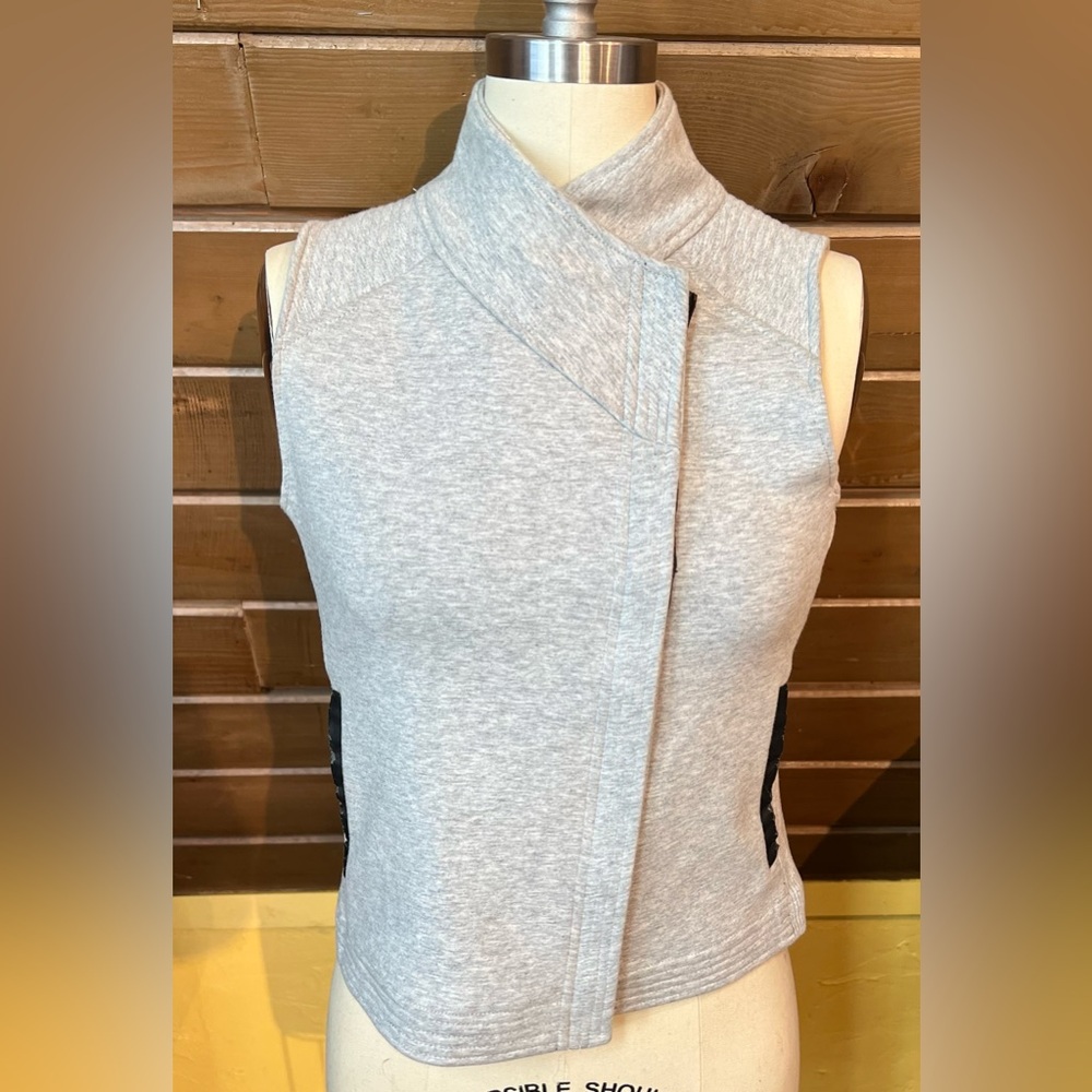 Vince zip up vest with leather accents